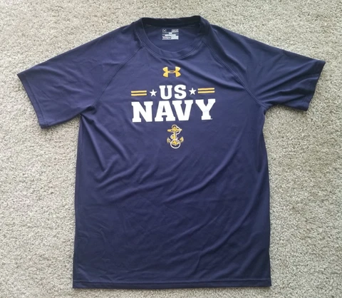 Under Armour Heatgear US Navy Midshipmen Short Sleeve Shirt Mens M Medium Loose Cover