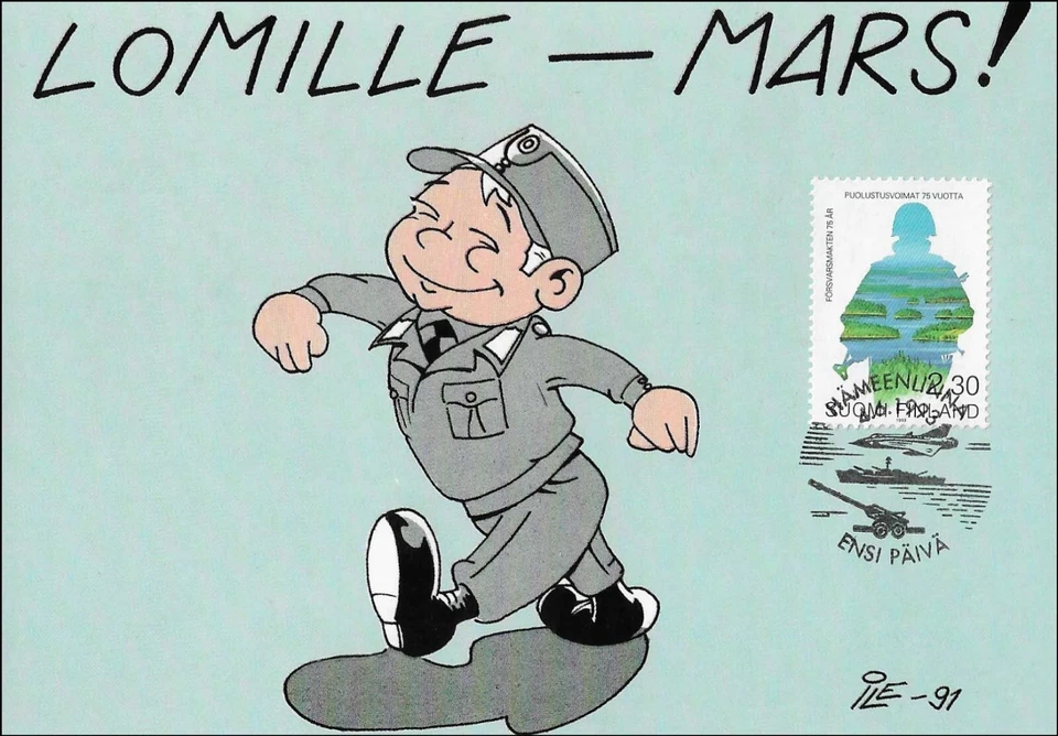 Finnish Defence Forces 75 Years Humor Card Mars Finland Mint Maxi FDC Card 1993 - Image 1 of 1