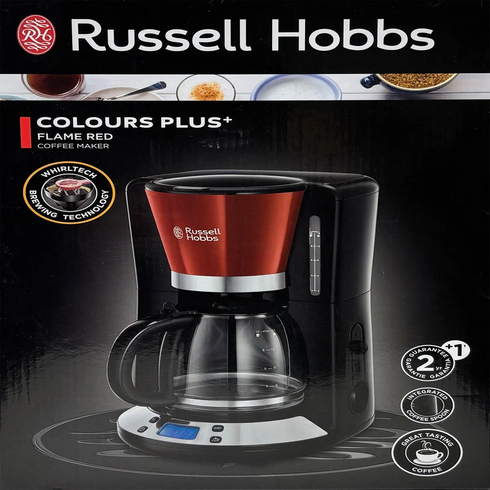 Russell Hobbs 24031-56 Colour Plus+ Flame Red Digitale Glas-Kaffeemaschine rot - Bild 1 von 4