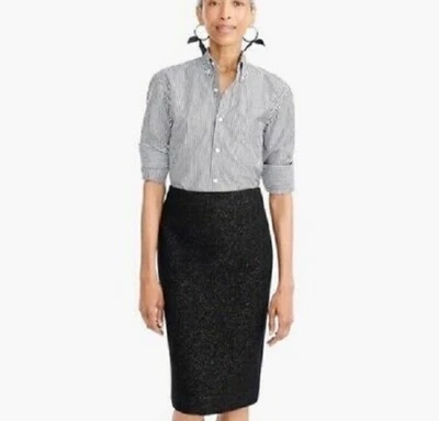 Falda J Crew Mujer 8 Mezcla de Lana Lápiz Recto Brillo Dorado Metálico Carrera Foto 1 de 4
