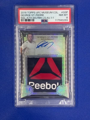 2018 Topps UFC Museum Collection George ST- Pierre Auto 1/1 Reebok Patch GSP - Image 1 of 4