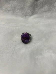 Vintage Sterling Silver Oval Purple Mojave Turquoise Cutout band - Picture 1 of 8