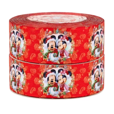 Red Mickey & Minnie Mouse Christmas Ribbon 40mm x 2m | Disney Gift Wrap, Cake - Image 1 of 4