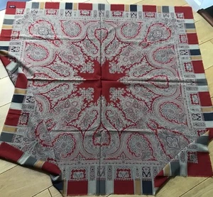 VINTAGE VIYELLA LIKE LIBERTY LUXURY PURE WOOL PAISLEY SQUARE SHAWL PRISTINE - Picture 1 of 4