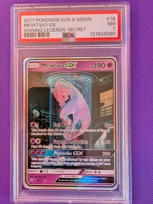 2017 Pokemon Mewtwo GX (Secret Shining) 78/73 Shining Legends Holo - PSA 7 NM - Image 1 of 2