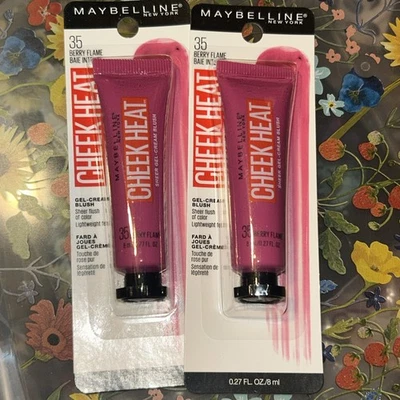 Maybelline Cheek Heat 35 Berry Flame Gel Cream Blush Sheer Color Lot of 2 New - Image 1 of 2