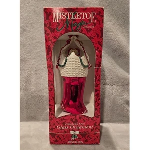 Mistletoe Magic Collection European Style Glass Ornament Hand Blown Stocking - Picture 1 of 10