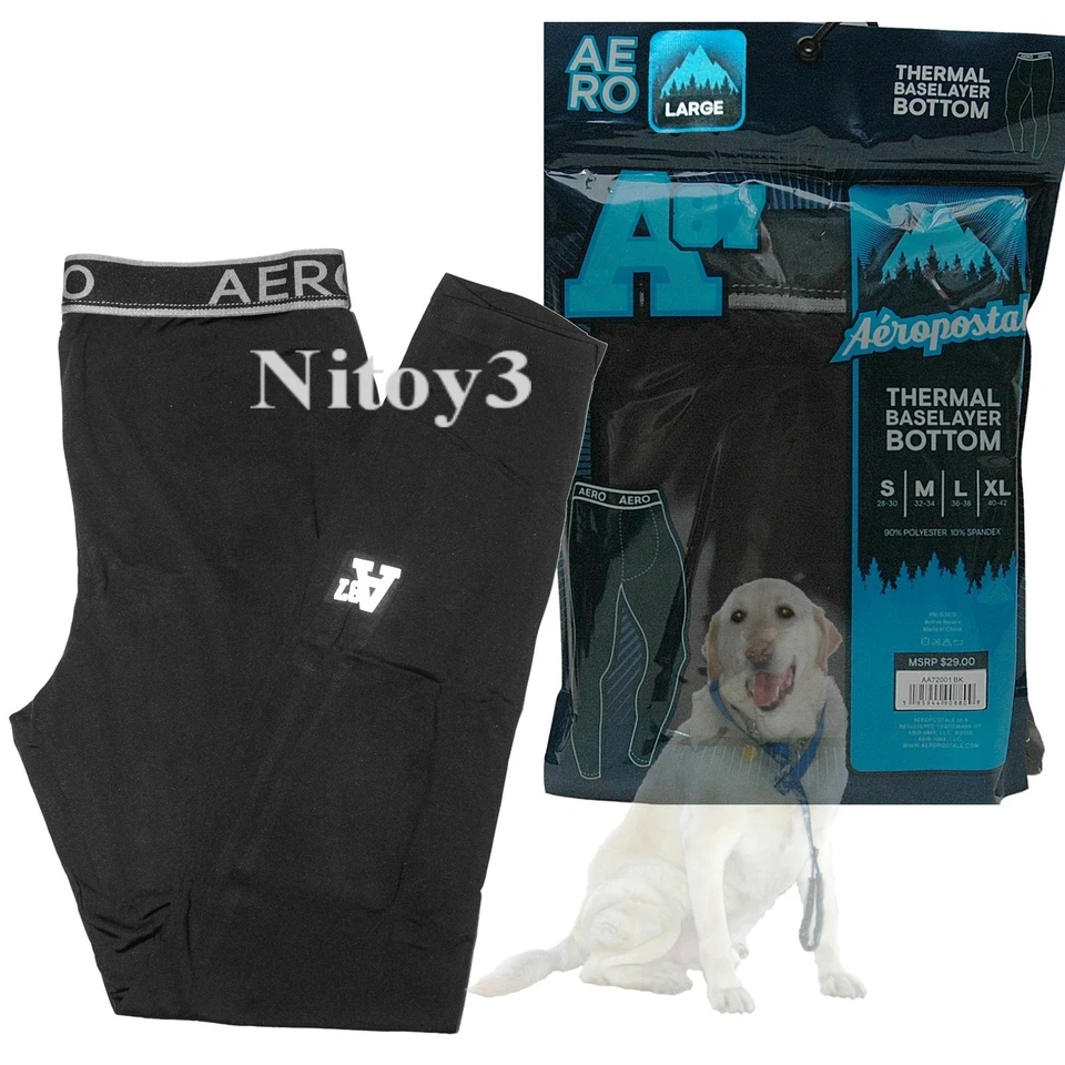 Aeropostale A87 Thermal Base Layer Pants Men Large(waist): 36-38” Black - Image 1 of 1