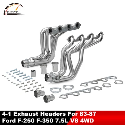 Stainless Steel Exhaust Header For 1983-1987 Ford F250 F350 7.5L Polished Pair - Image 1 of 4