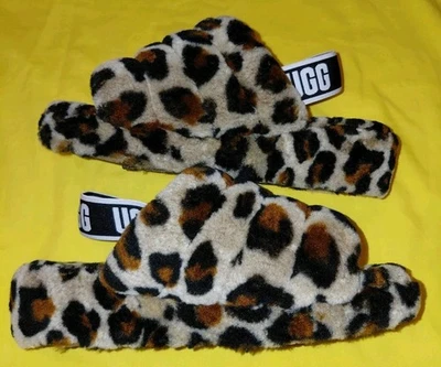 UGG AUSTRALIA ЖЕНЩИН ПУХ ТАПОЧКИ ЛЕОПАРД ЦВЕТ РАЗМЕР 6 - Изображение 1 из 4