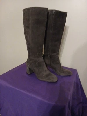 Ann Taylor серый замшевый колена шириной икры сутулиться ботинки Sz 10 M - Изображение 1 из 4