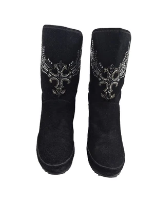 Botas para mujer Reba by Justin Leslie, talla 6 negras de gamuza con pedrería Foto 1 de 4