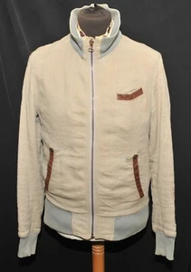 Great Hugo Boss Linen Cotton Blend Cream Zip Up bomber harrington Jacket 40" M - Picture 1 of 10