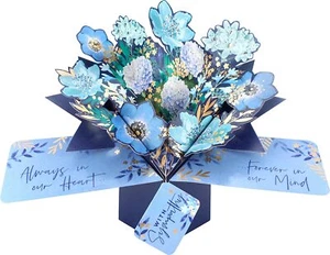 Blue Floral Sympathy Pop Up Greeting Card - Picture 1 of 1