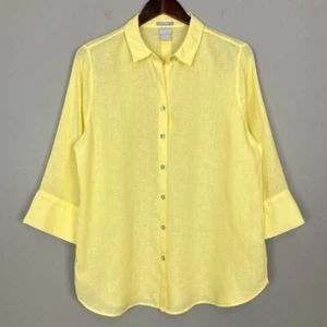 Chico’s No-Iron Linen Shirt Women’s Size L Button Front Lightweight Lagenlook - Picture 1 of 7