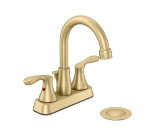 Glacier Bay Deveral 4" Centerset 2-Handle High-Arc Bathroom Faucet - Matte Gold - Picture 1 of 8