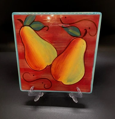 CERAMIC TRIVET TILE "FRUIT FANCY" PEARS 222 Fifth PTS INTERNATIONAL HARVEST FALL - Image 1 of 4