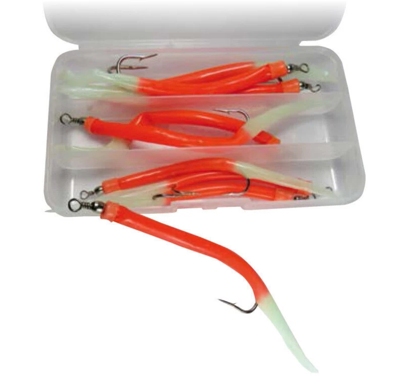 Behr 9x Gummi-Makk Set klein i Dose Gummimakk Dorsch Seelachs Norwegen Beifänger - Bild 1 von 1