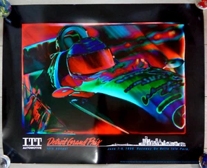 1996 Detroit Grand Prix Race Poster IndyCar CART Michael Andretti Belle Isle VG! - Picture 1 of 3