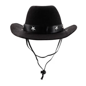 Summer Pet Dog Hat Outdoor Dog Cowboy Cap For Small Medium Dogs Adjustable Black - Picture 1 of 18
