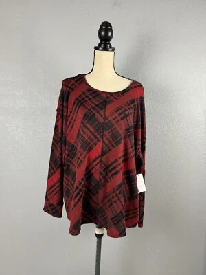 Westbound Top Women’s 3X Red Plaid Stretchy Long Sleeves NWT - Image 1 of 4
