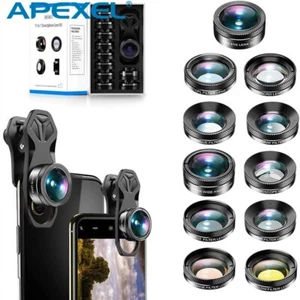 APEXEL Kit Objectif Téléphone 11en1 25X Macro 140° Grand Angle 2X Téléobjectif pour Téléphone - Photo 1 sur 7