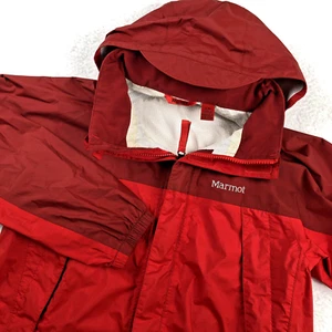 MARMOT PreCip Rain Jacket Youth Large Red Waterproof Hooded Outdoor Gorpcore - Picture 1 of 10