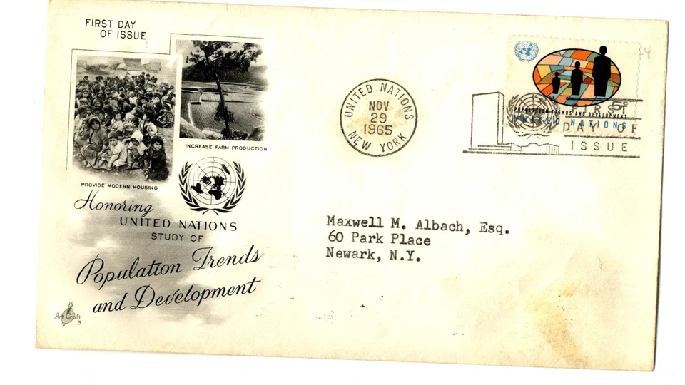 Sobre primer día Naciones Unidas First Day Stamps sellos Circulado - Imagen 1 de 1