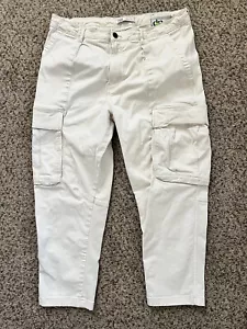 Pantalone uomo Zara joggers tasche cargo kaki panna vestibilità rilassata 34 - Foto 1 di 4