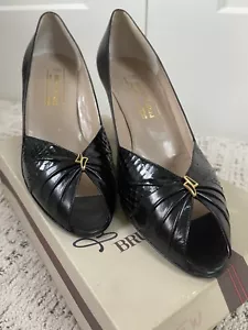 Vintage Bruno Magli Women’s BLACK with Snake Skin, Open Toe Shoes Size 9.5 - Picture 1 of 8