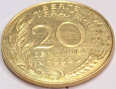 1992 FRANCE 20 CENTIMES KM# 930 US SELLER COMBINED SHIPPING REFUND - Image 1 of 2