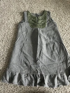 Zara Girls 11-12 Years 152cm Gray Sleeveless Dress Pocket Ruffle Hem - Picture 1 of 11