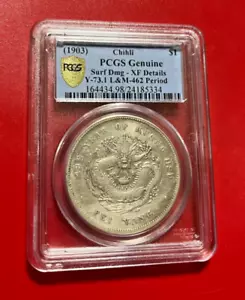 1903 JAHR 29 CHINA SILBER DOLLAR PCGS ECHT VZ DETAIL CHINA CHIHLI - Bild 1 von 2