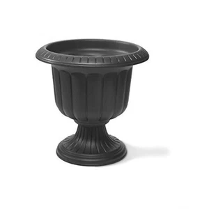 Novelty Indoor/Outdoor Durable Plastic Classic Fluted Urn Planter, Black, 14in - Picture 1 of 4