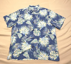 Tommy Bahama 100% Silk Mens Shirt Leaf Graphics Short Sleeve Button Sz XXLarge - Picture 1 of 12