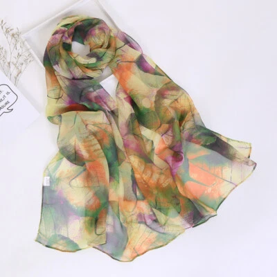 Women Chiffon Georgette Silk Scarf Print Sunscreen Long Shawl Muslim Hijab ⇓ - Image 1 of 4