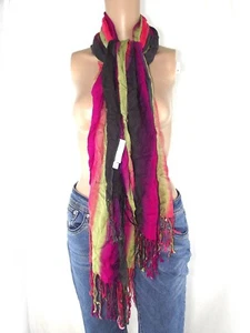 Enrico Coveri Foulard Donna Rettangolare Righe Colorate Viscosa 143x143 Scialle - Picture 1 of 10