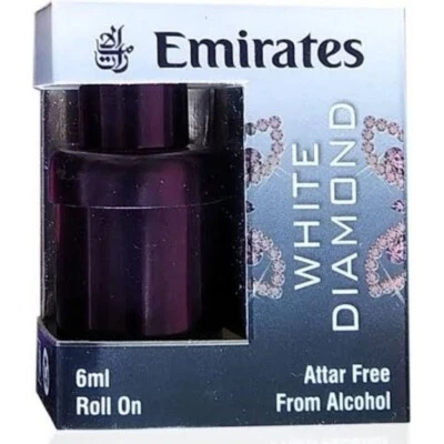 White Diamond Emirate Roll On Attar (6 ml) Fragancia de lujo de larga duración Ittar Foto 1 de 3
