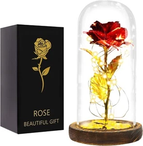 Eternal Red Preserved Rose in Glass Perfect Gift - Mother Grandma Birthday - Picture 1 of 8