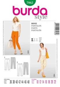 BURDA 7062 MISSES TROUSERS Sewing Pattern Sizes 10 - 22 3 Styles Skill: EAsy - Picture 1 of 5
