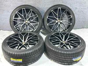 (4) 22x10 PORSCHE CAYENNE BLACK MACHINED WHEELS RIMS TIRES GTS S TURBO 5x130 +50 - Picture 1 of 6