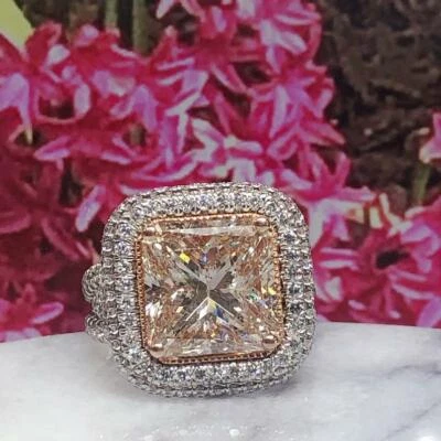 11.48 Ct Light Pink  Radiant Cut Topaz Glamorous Engagement Look Ring In 925 SS - Image 1 of 4