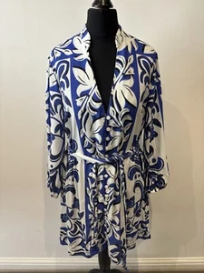 ZARA DRESS SHORT SIZE M BLUE FLORAL PRINT LINEN BUTTON UP HENLEY - BLOGGERS FAV - Picture 1 of 9