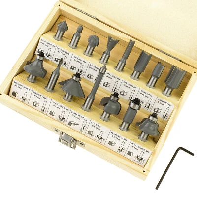 HM Fräsersatz 15 tgl Schaft 8 mm Nutfräser Fräser Holzfräser Oberfräser Set - Bild 1 von 4