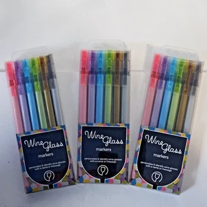 Lot of 3 Wine Glass Markers Personalize Identify Marks Glasses Crystal 6 Pack - Picture 1 of 3