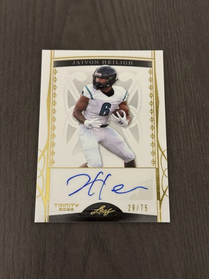 2022 Leaf Trinity Gold Autographs /75 #BA-JH1 JAIVON HEILIGH Signed Auto ROOKIE - Image 1 of 2