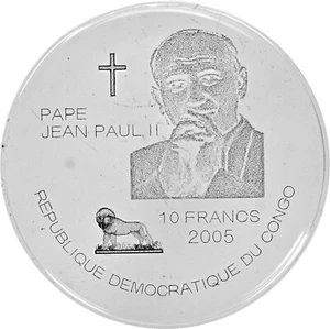 CONGO. 2005, 10 Francs, Acrylic - NGC MS70 - Top Pop 🥇 Pope John Paul II - Picture 1 of 8