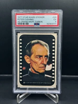 1977 Topps Star Wars Stickers Peter Cushing as Grand Moff Tarkin #28 PSA 5 - Image 1 of 2