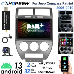 Radio de coche DAB+ 10,1 pulgadas CarPlay Android para Jeep Compass Patriot 2006-2010 navegación - Imagen 1 de 23