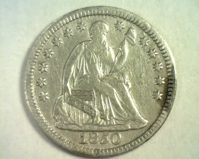 1850 SEATED LIBERTY HALF DIME V. 1 EXTRA FINE XF EXTREMELY FINE EF NICE COIN - Image 1 of 2